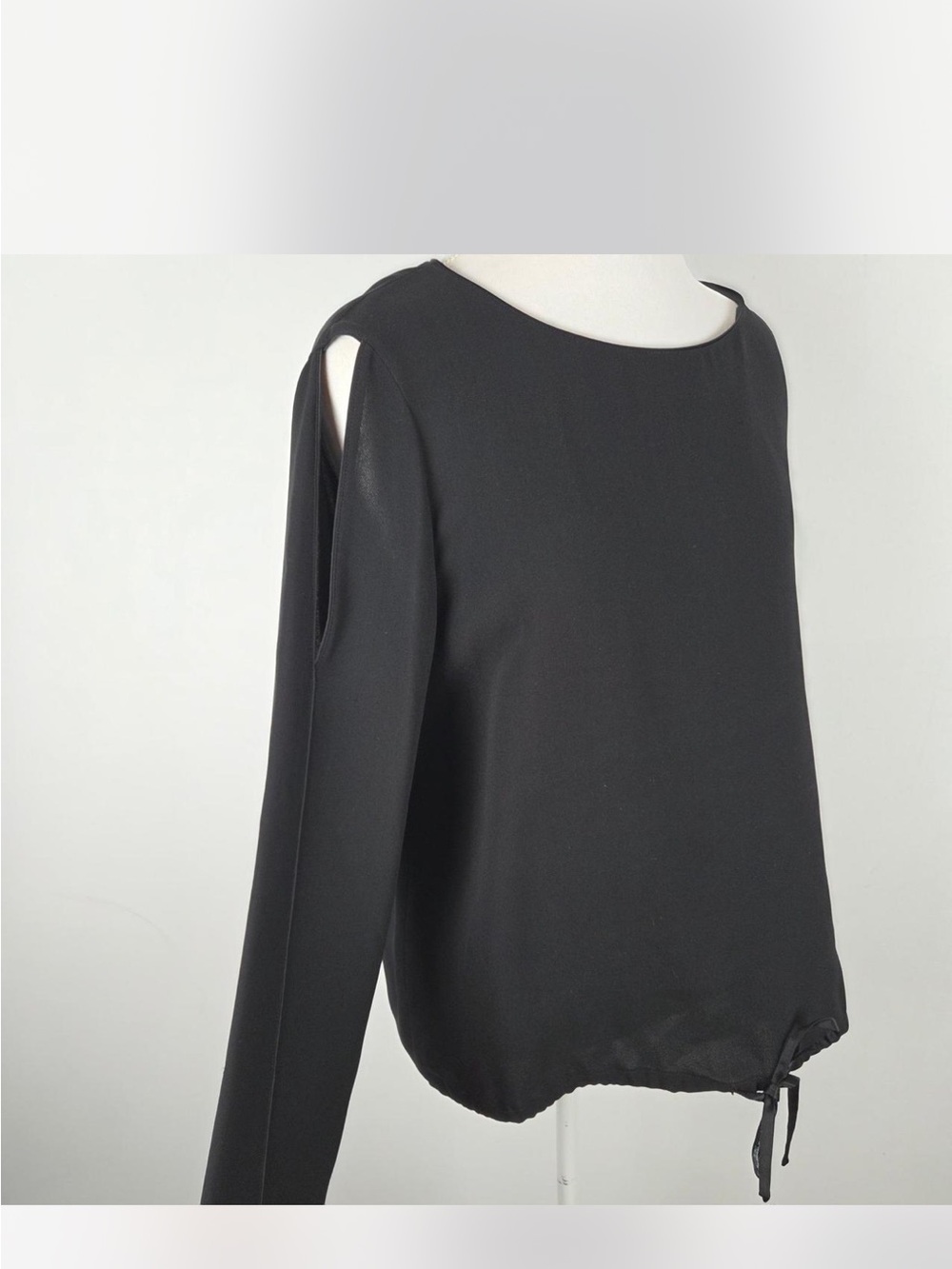 Lafayette 148 Black Cold-Shoulder Drawstring Women's Top